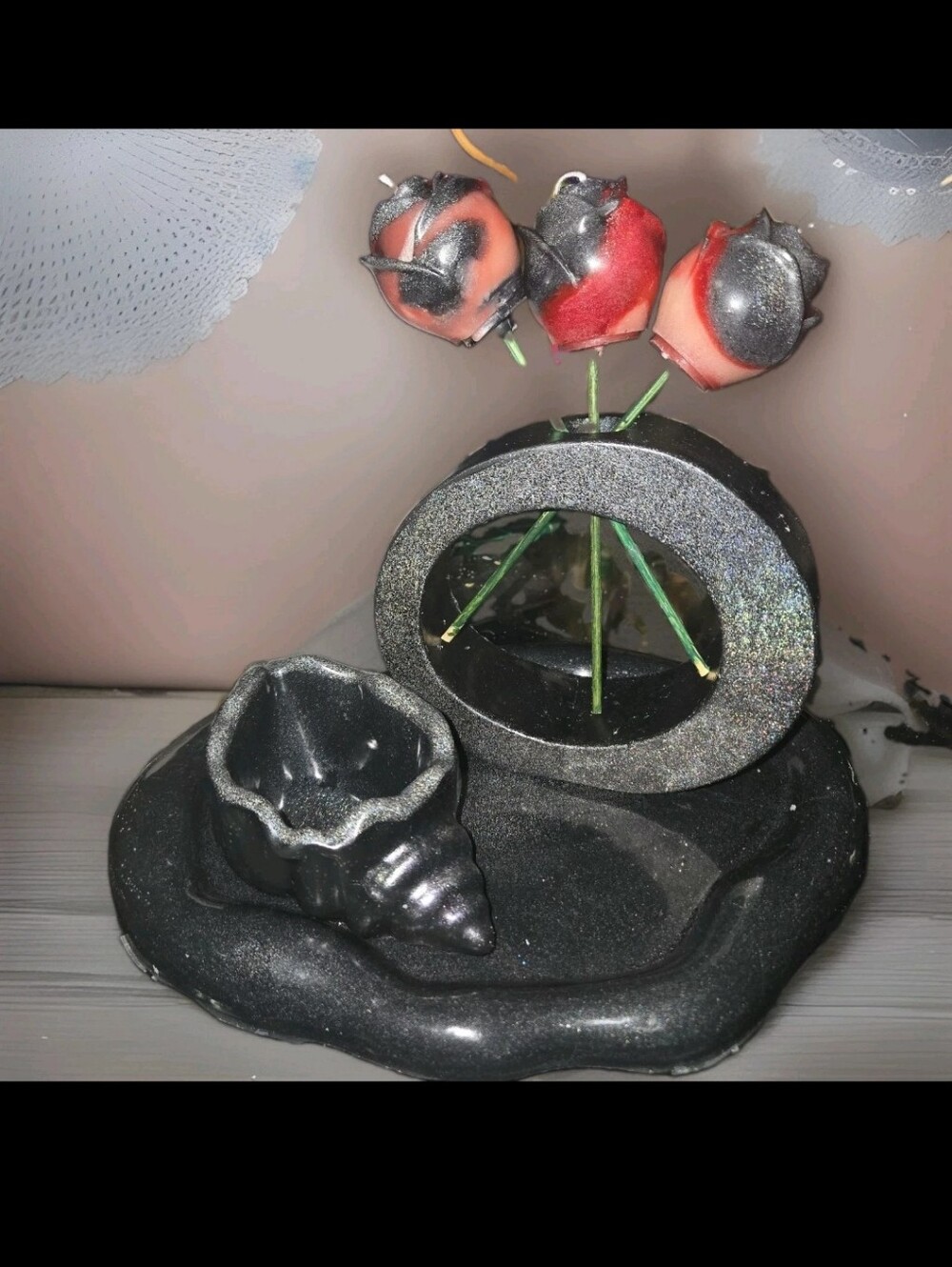 6 Piece Vanity Set With Candles In Black
